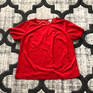 Red and White Polka Dot Short Sleeve Blouse